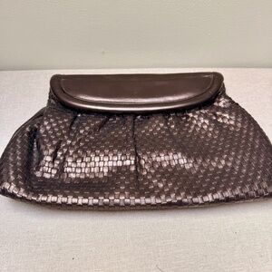 Vintage Stuart Weitzman Bronze Leather Woven Clutch
